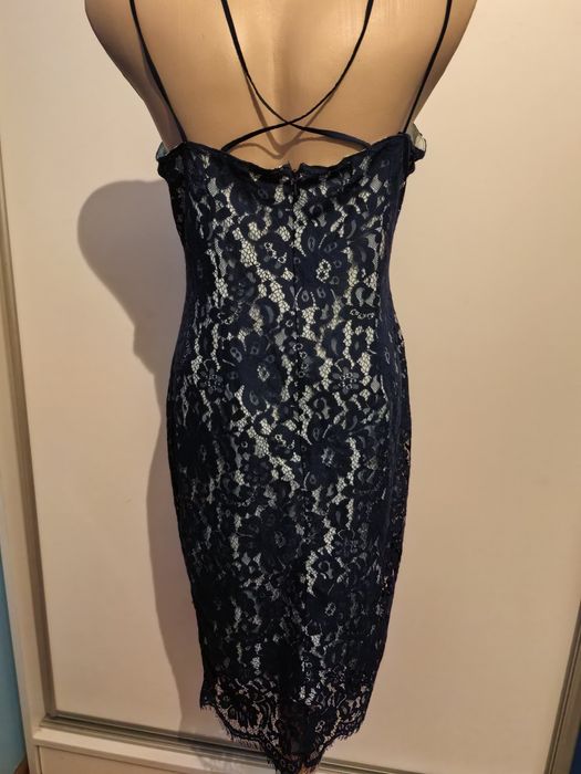Elegancka sukienka damska Next rozm 40,koronka, ramiączka, granat