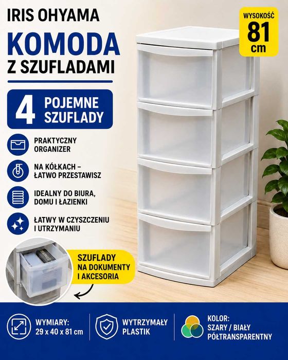 Plastikowa komoda z 4 szufladami