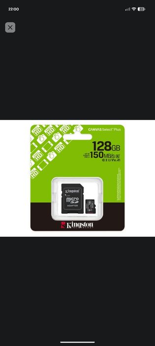Kingston  128GB microSDXC 150MB/s C10 UHS-I U1 z adapterem bardzo szybka