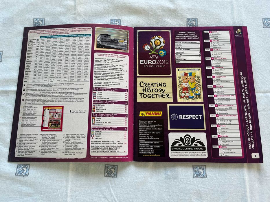 Caderneta completa Panini euro 2012 - como nova e plastificada
