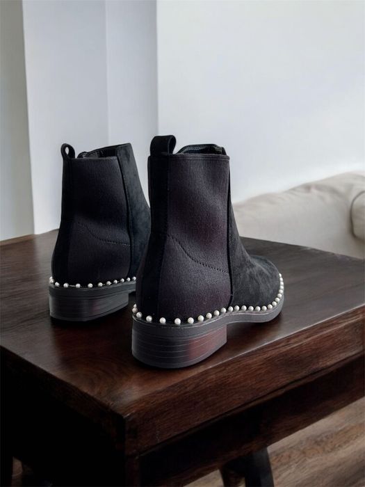38 Sklep Nowe Botki damskie z perełkami wsuwane sztyblety