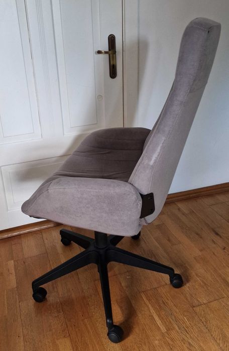 Fotel Obrotowy Tapicerowany Biurowy Szary do Komputera Gabinetowy