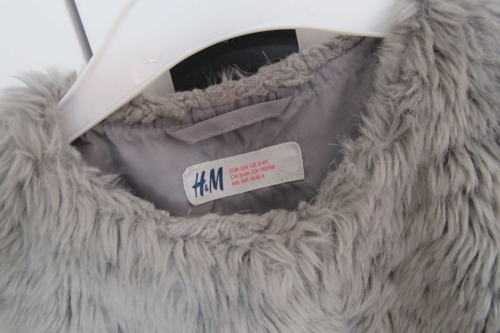 Kamizelka bezrękawnik futrzak dziewczynka H&M r. 104
