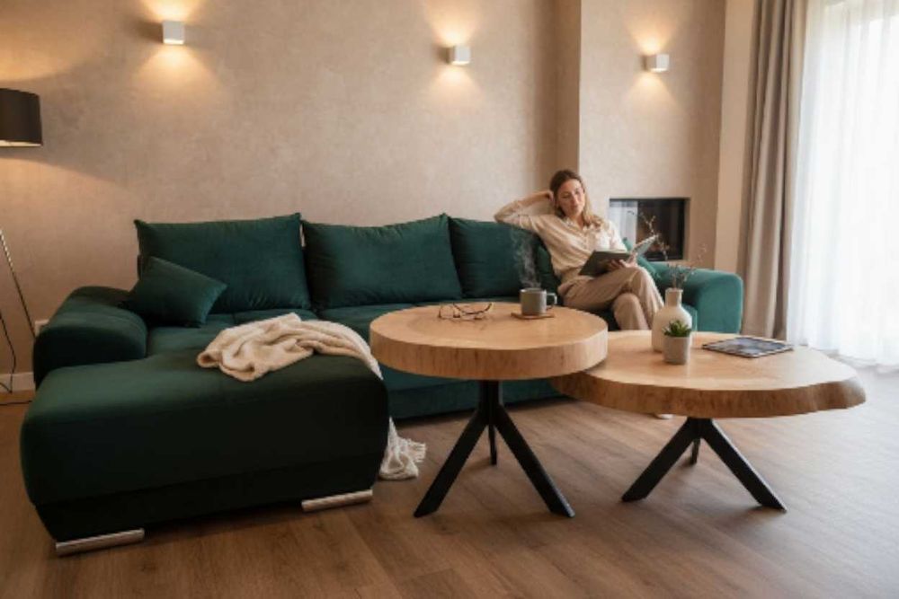 Zestaw  stolików kawowych z drewna Zegar z  30 cm GRATIS Dostawa