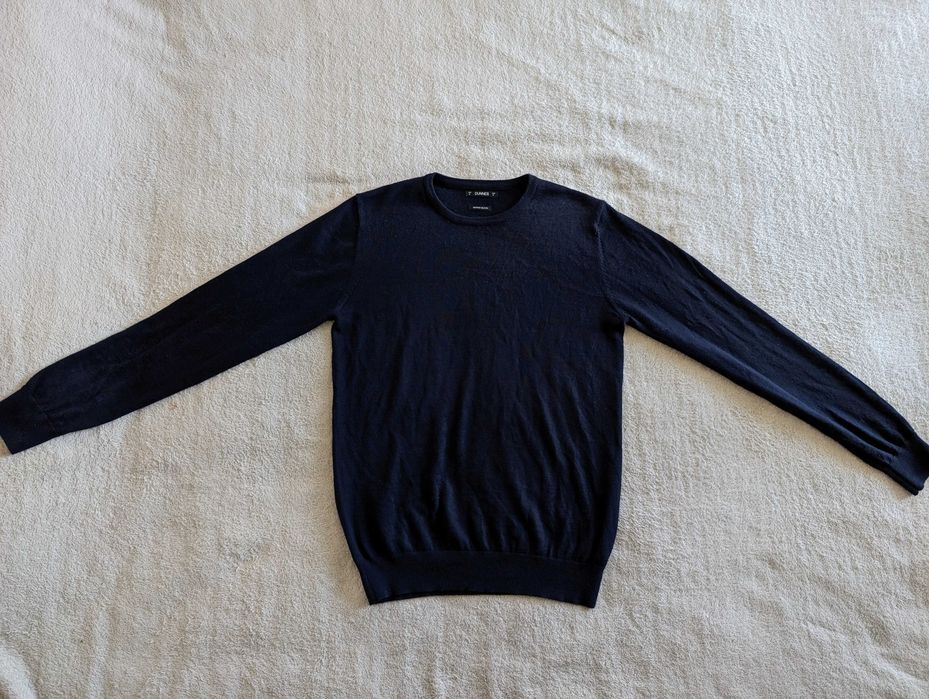 Elegancki granatowy wełniany sweter St. Bernard Dunnes M wełna merino