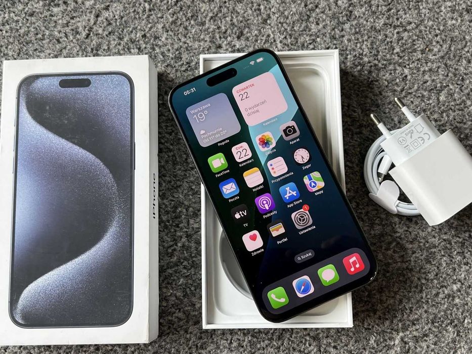 iPhone 15 Pro Max 512GB TITANIUM BLUE Niebieski Bateria 98% IDEALNY