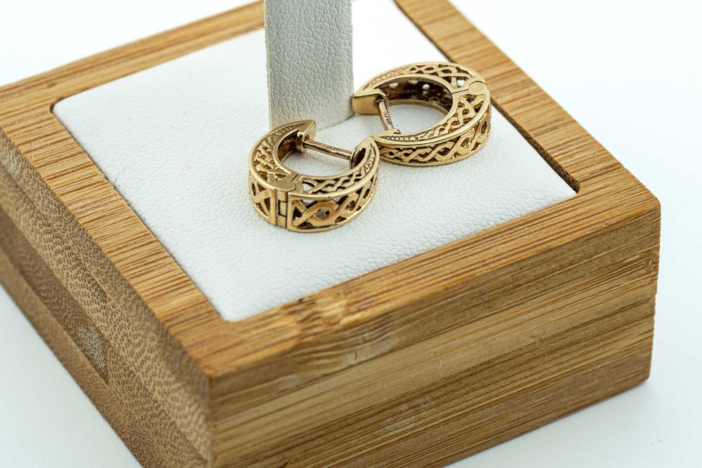 Świetne złote kolczyki półkola księżyce celtycka plecionka pr 375