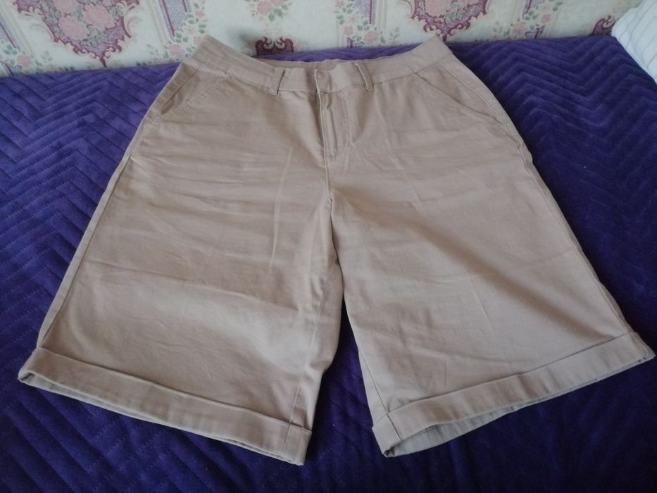 Szorty Bermudy przed kolano kawowe bawełniane