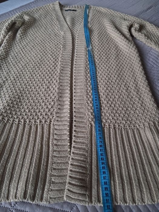 Ciepły i gruby kardigan beżowy House gruby splot