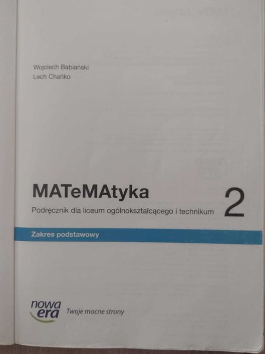 Matematyka 2 zakres podstawowy
Tylko przedmiot