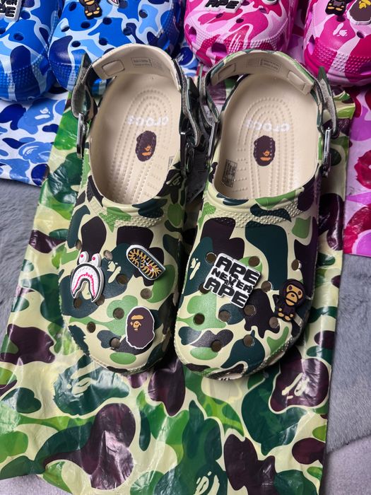 ‼️РОЗПРОДАЖ‼️ Крокси Crocs x BAPE сині зелені рожеві 38-45 Бейп