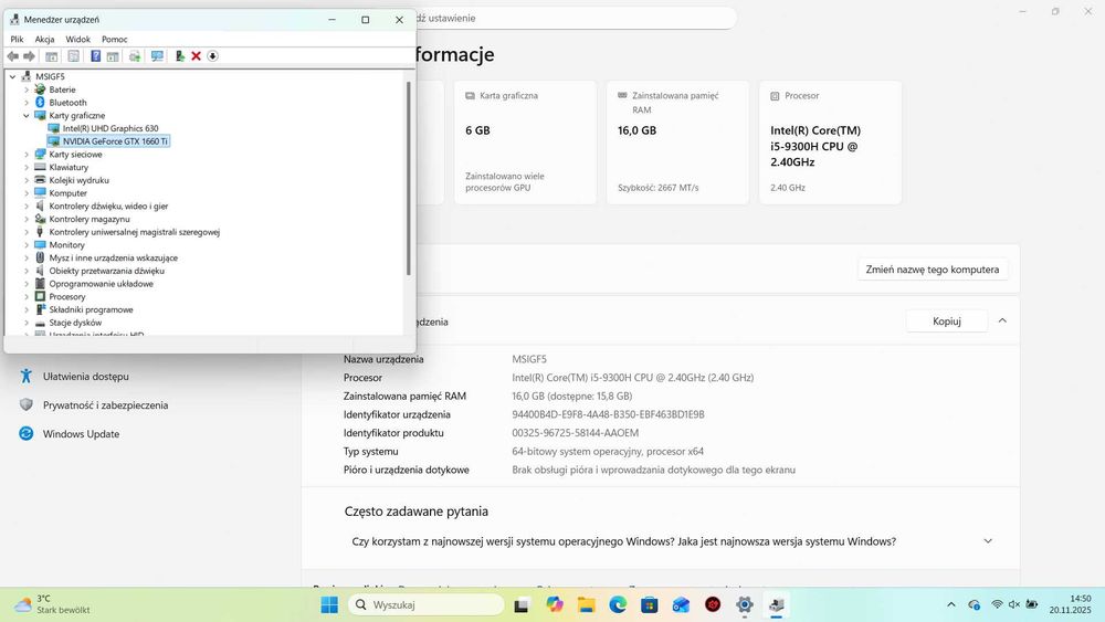 MSI GF65 Thin 9SD | i5 4x 2.4 - 4.1 GHz | GTX 1660 Ti 6GB | RAM 16GB