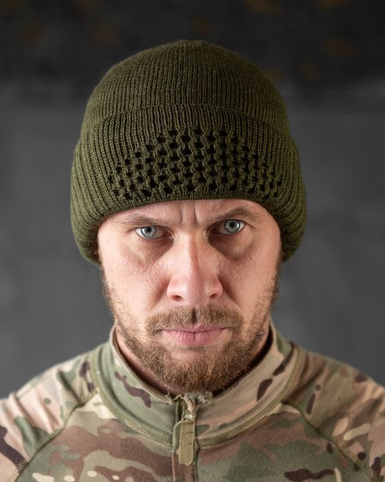 Тактична військова шапка-балаклава в'язана зимова на флісі Олива Койот