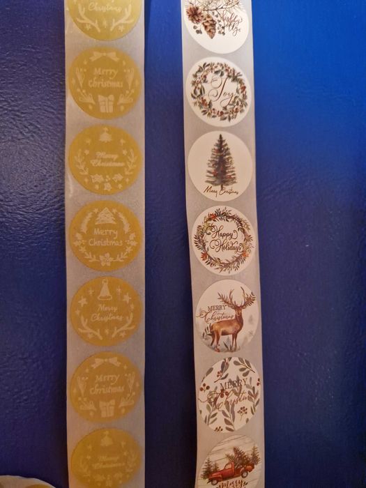 100 autocolantes de Natal redondos 2.5cm