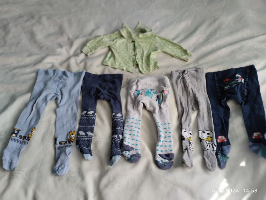 Zestaw 5-ciu par niemowlęcych r. 68 rajstop + koszulka