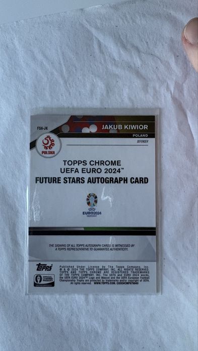 Jakub Kiwior Future Stars Auto 17/25 topps chrome euro 2024