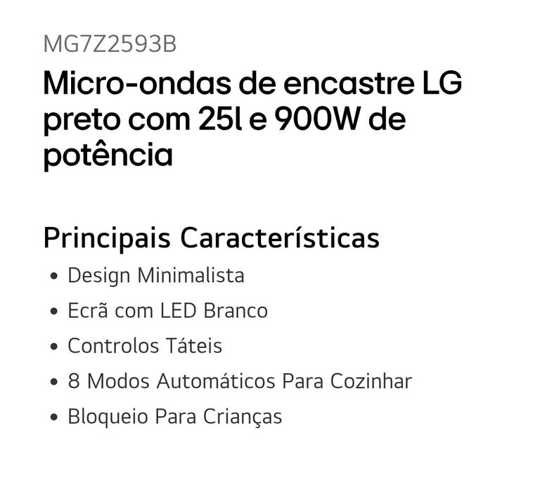 Microondas de embutir LG
