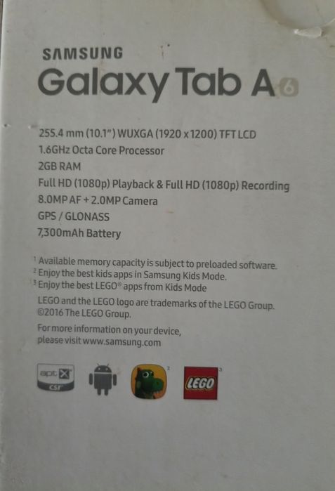 Планшет Galaxy TAB A SM - T580  диагональ 10,1'  2018 г.в.