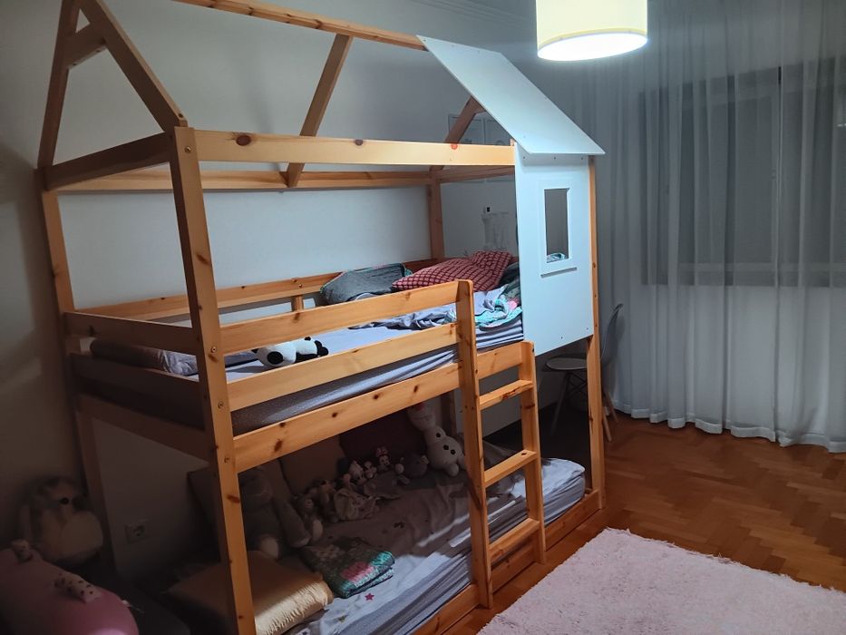 Beliche cabana natural e branco 220x96x197cm