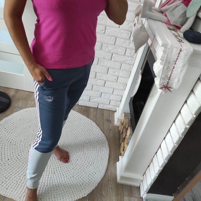 HIT!Spodnie Adidas szaro niebieskie rozm S-M-L