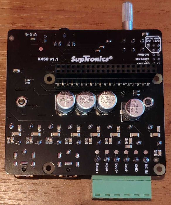 Звукова плата для Raspberry Pi з 2x100W підсилювачем SupTronics X450