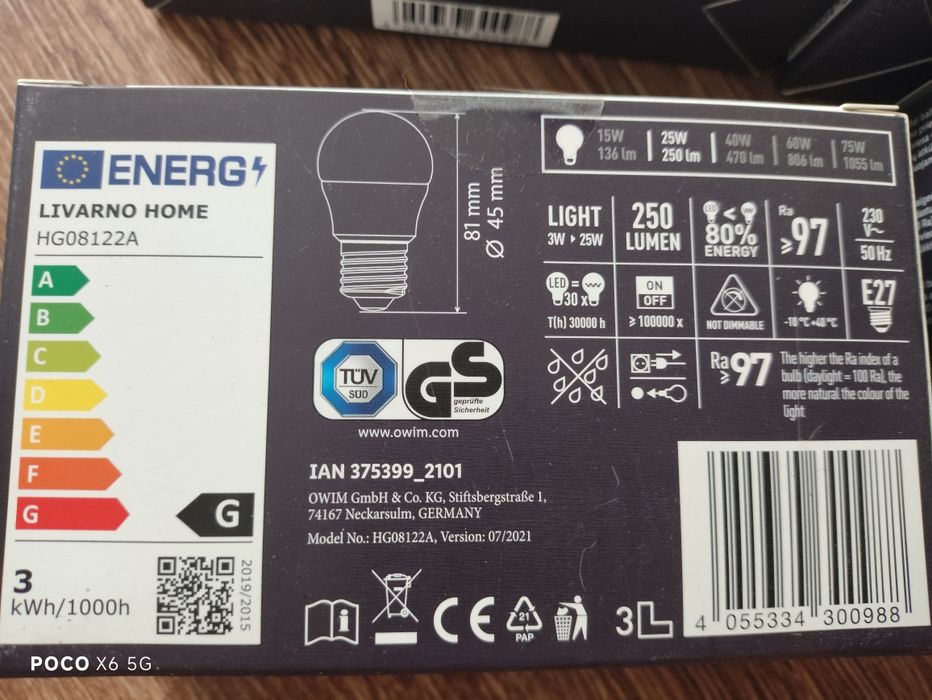 Livarno żarówka  E27LED 250lm komplet 3szt nowe