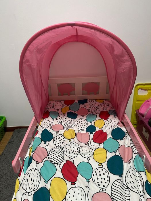 Cama criança Ikea Kritter +estrado + colchão + duas barras de proteção
