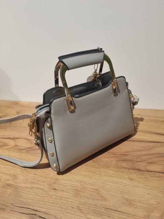 Szara mała torebka mały kuferek torebka do ręki torebka na ramię
