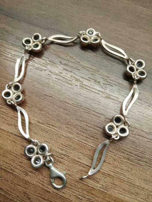 Srebrna bransoletka z bursztynami 925 + gratis