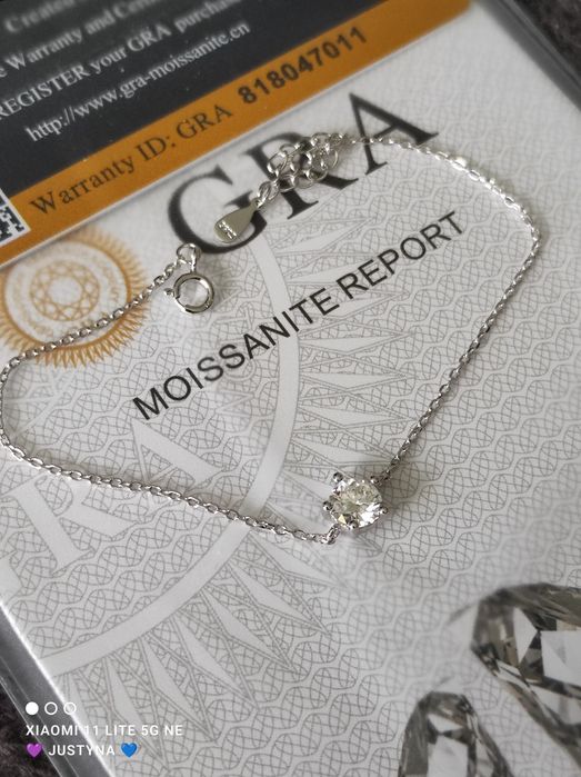 Nowa bransoletka z moissanitem 0.6ct z certyfikatem GRA - srebro 925