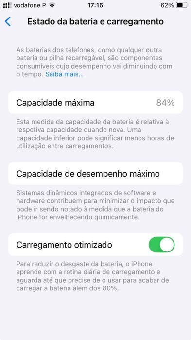 iPhone SE 2022 - bateria 84%