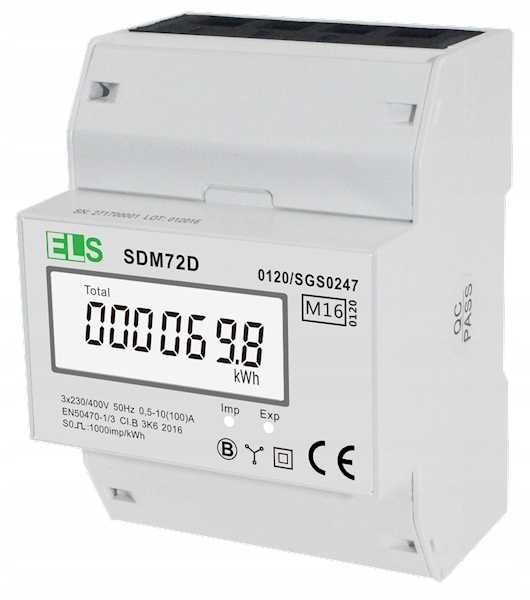 Licznik ELS 3-fazowy 100A 4-modułowy SDM72D