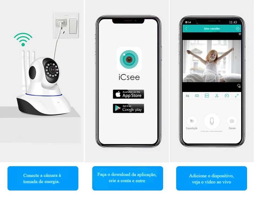 Câmara IP‼️WiFi‼️PTZ‼️2MP‼️Vigilância Residencial Inteligente