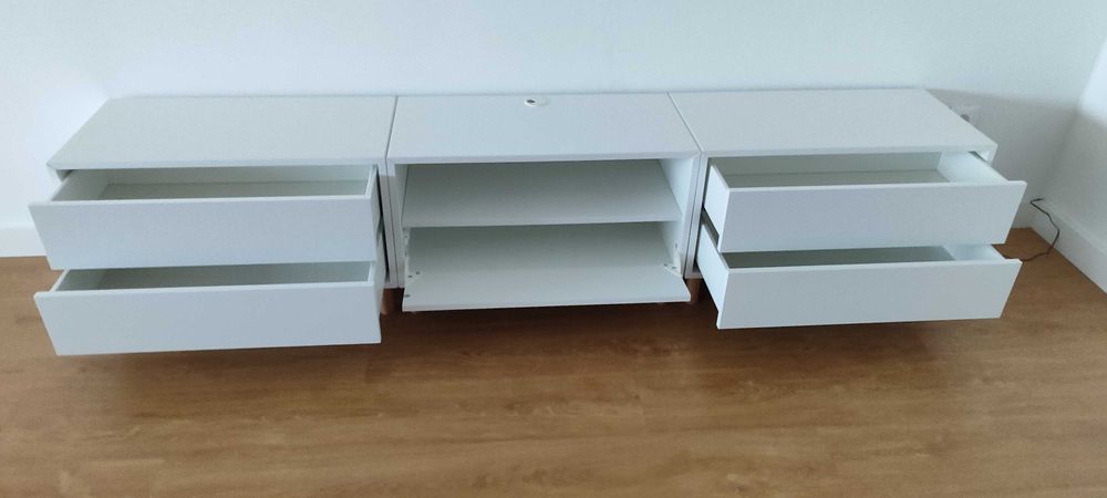 Movel TV, branco, 210x35x35 cm