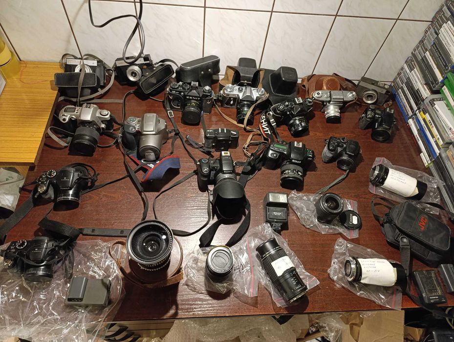 Aparaty analogowe Helios, Zenit, Praktica, Nikon, Fujifilm, sony Sigma