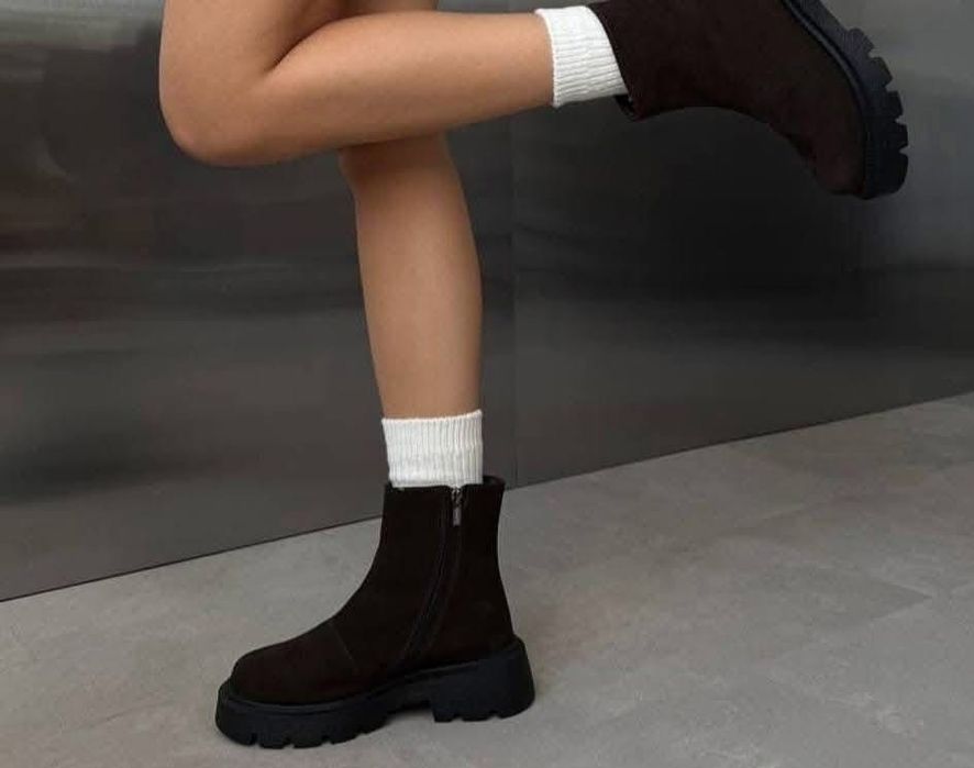 Розпродаж залишків.Зимові черевички .Натуральна замша/шкіра.