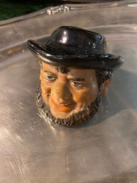 Paliteiro e tinteiro Zé Povinho Avelino Belo Caldas da Rainha 7 cm XIX