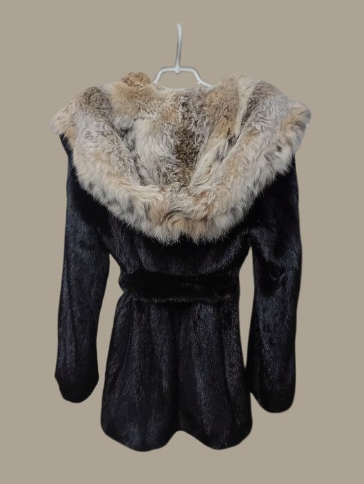 Ог 108см. Норковая шуба с рысью. Натуральная шуба