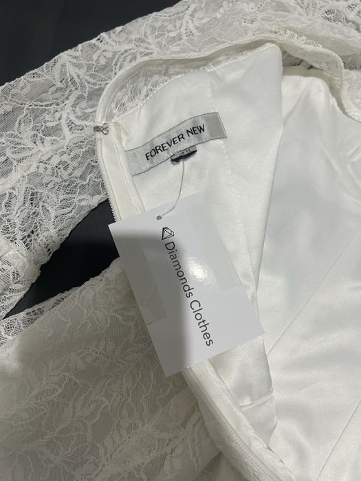 Biała sukienka ASOS koronka na ślub poprawiny