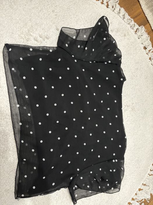 Czarny top w kropki groszki biale cinamoon xs/s