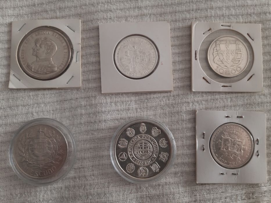Moedas prata Monarquia e Republica