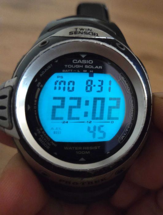 Zegarek CASIO Protrek PRG-100 wysokościomierz, termometr, barometr,  Tough solar, nowy akumulator,100m (PRG 100, pro trek)