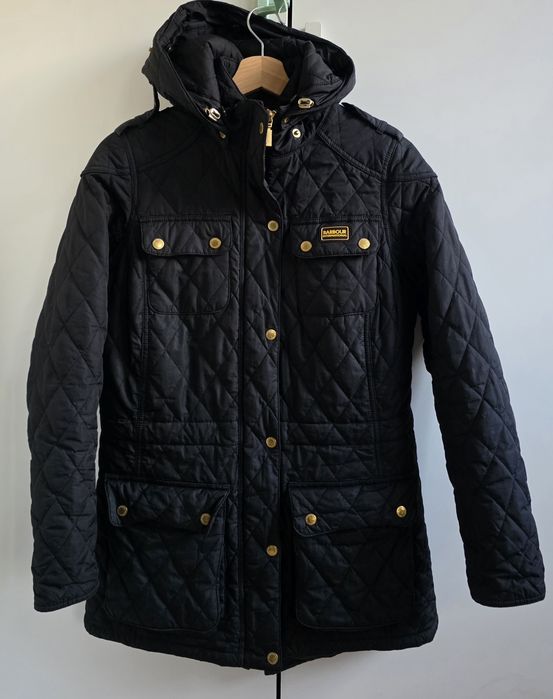 Barbour International damska kurtka 38 M pikowana przejściowa ocieplana z kapturem