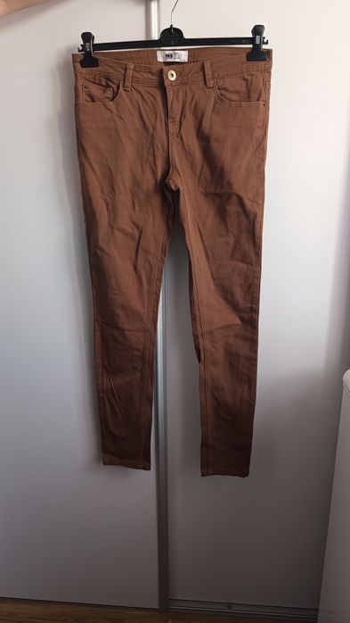 Spodnie rurki czekolada camel brąz bawelna rozmiar 40L