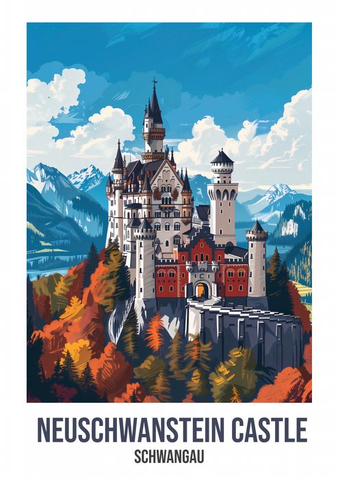 Plakat 21x29,7cm Neuschwanstein Castle, Schwangau