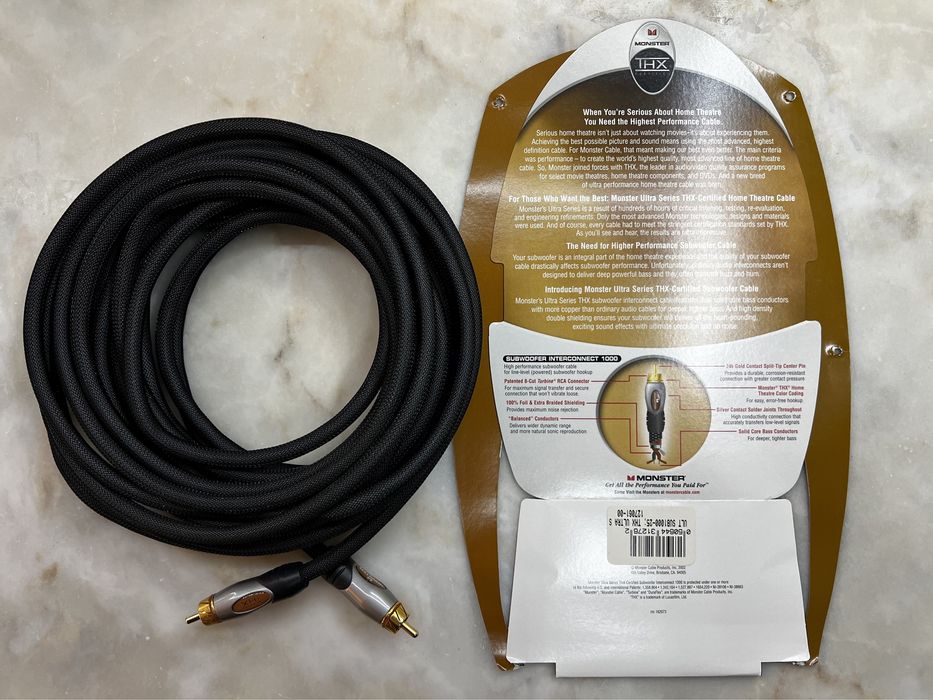 Cabo da Monster Cable para subwoofer com 7,5 mts e certificação THX