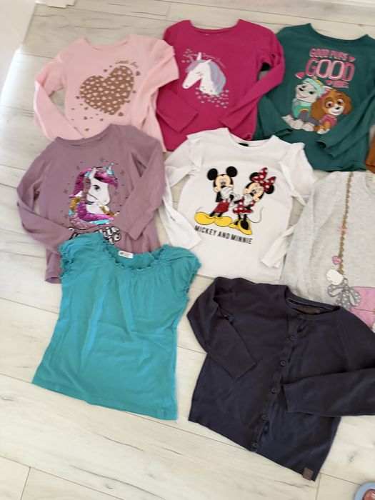 Duży zestaw ubrań jesiennych, jesień, zima 122, 128 kurtka bluzki, legginsy