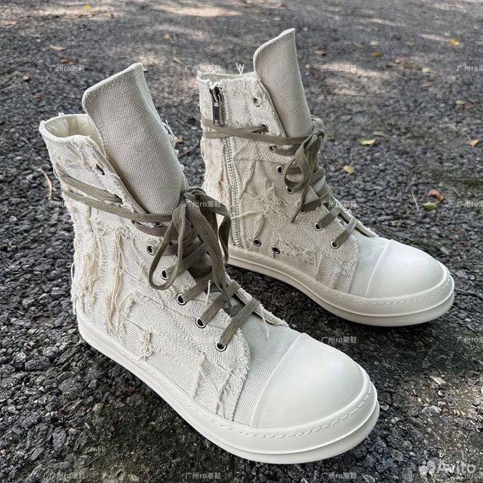 v*様 Rick Owens ramons high cut sneaker Кеды Rick Owens Ramones distressed: 4 499 грн. - Кеды Киев на Olx