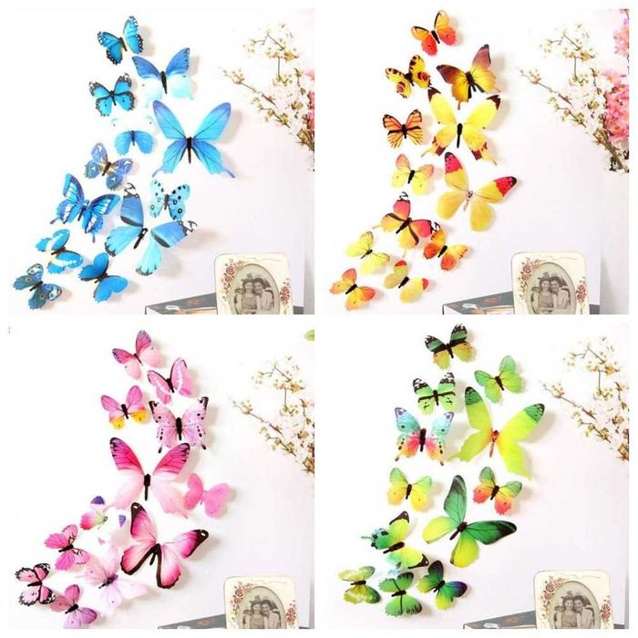 наклейки бабочки для декора помещений,  3d бабочки для декора