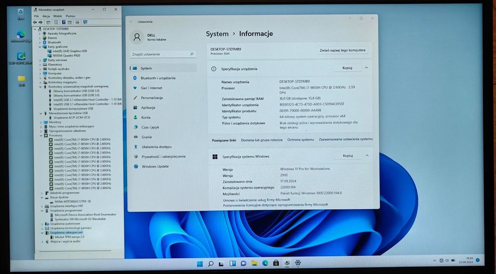 Dell precisiom 3541 +dock Dell USB-c+ torba del
